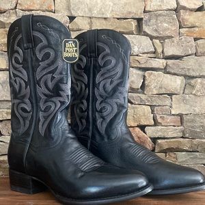 Dan Post Mens Black Marble Round Toe Cowboy Boots